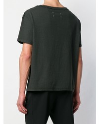 dunkelgrünes bedrucktes T-Shirt mit einem Rundhalsausschnitt von Maison Margiela