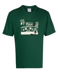 dunkelgrünes bedrucktes T-Shirt mit einem Rundhalsausschnitt von Carne Bollente