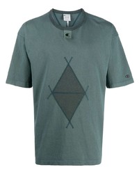 dunkelgrünes bedrucktes T-Shirt mit einem Rundhalsausschnitt von Champion