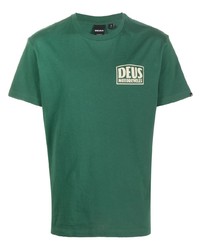 dunkelgrünes bedrucktes T-Shirt mit einem Rundhalsausschnitt von Deus Ex Machina