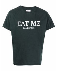 dunkelgrünes bedrucktes T-Shirt mit einem Rundhalsausschnitt von ERL
