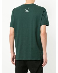 dunkelgrünes bedrucktes T-Shirt mit einem Rundhalsausschnitt von Yoshiokubo