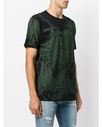 dunkelgrünes bedrucktes T-Shirt mit einem Rundhalsausschnitt von Marcelo Burlon County of Milan