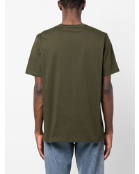 dunkelgrünes bedrucktes T-Shirt mit einem Rundhalsausschnitt von PS Paul Smith