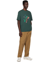 dunkelgrünes bedrucktes T-Shirt mit einem Rundhalsausschnitt von Ps By Paul Smith
