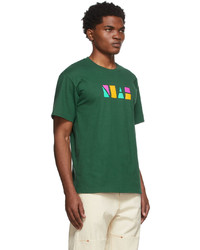 dunkelgrünes bedrucktes T-Shirt mit einem Rundhalsausschnitt von Noah