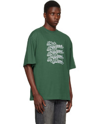dunkelgrünes bedrucktes T-Shirt mit einem Rundhalsausschnitt von We11done