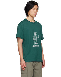 dunkelgrünes bedrucktes T-Shirt mit einem Rundhalsausschnitt von Rassvet