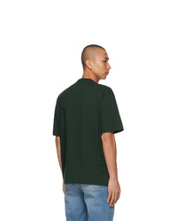 dunkelgrünes bedrucktes T-Shirt mit einem Rundhalsausschnitt von Balenciaga