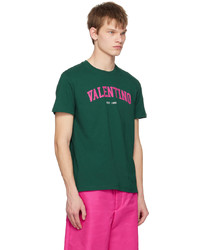 dunkelgrünes bedrucktes T-Shirt mit einem Rundhalsausschnitt von Valentino