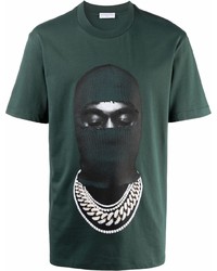dunkelgrünes bedrucktes T-Shirt mit einem Rundhalsausschnitt von Ih Nom Uh Nit