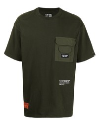 dunkelgrünes bedrucktes T-Shirt mit einem Rundhalsausschnitt von Izzue