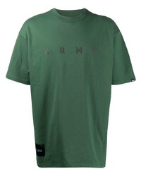 dunkelgrünes bedrucktes T-Shirt mit einem Rundhalsausschnitt von Izzue