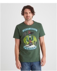 dunkelgrünes bedrucktes T-Shirt mit einem Rundhalsausschnitt von Joe Browns
