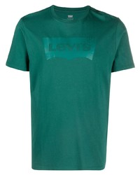 dunkelgrünes bedrucktes T-Shirt mit einem Rundhalsausschnitt von Levi's