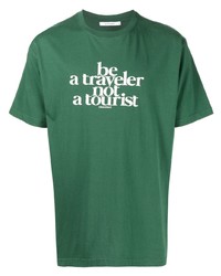 dunkelgrünes bedrucktes T-Shirt mit einem Rundhalsausschnitt von Liberaiders