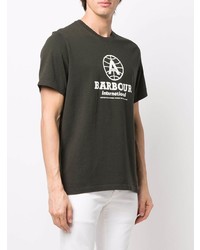 dunkelgrünes bedrucktes T-Shirt mit einem Rundhalsausschnitt von Barbour