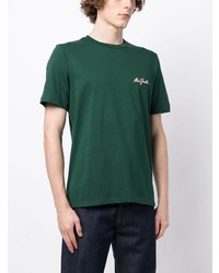 dunkelgrünes bedrucktes T-Shirt mit einem Rundhalsausschnitt von Paul Smith