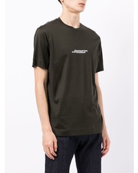 dunkelgrünes bedrucktes T-Shirt mit einem Rundhalsausschnitt von Emporio Armani