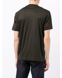 dunkelgrünes bedrucktes T-Shirt mit einem Rundhalsausschnitt von Emporio Armani