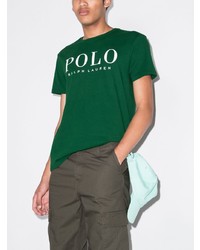 dunkelgrünes bedrucktes T-Shirt mit einem Rundhalsausschnitt von Polo Ralph Lauren