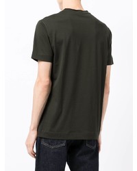 dunkelgrünes bedrucktes T-Shirt mit einem Rundhalsausschnitt von Emporio Armani