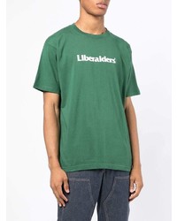 dunkelgrünes bedrucktes T-Shirt mit einem Rundhalsausschnitt von Liberaiders