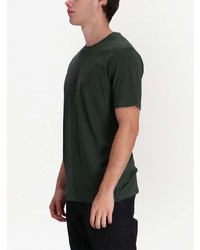dunkelgrünes bedrucktes T-Shirt mit einem Rundhalsausschnitt von BOSS