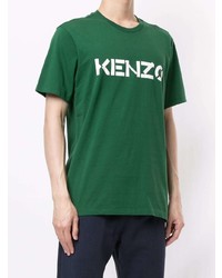 dunkelgrünes bedrucktes T-Shirt mit einem Rundhalsausschnitt von Kenzo