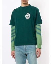 dunkelgrünes bedrucktes T-Shirt mit einem Rundhalsausschnitt von Palm Angels