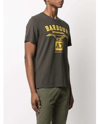 dunkelgrünes bedrucktes T-Shirt mit einem Rundhalsausschnitt von Barbour