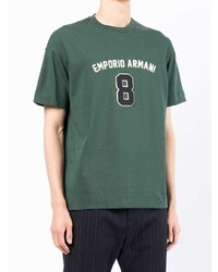 dunkelgrünes bedrucktes T-Shirt mit einem Rundhalsausschnitt von Emporio Armani