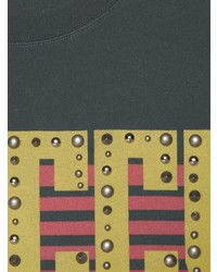dunkelgrünes bedrucktes T-Shirt mit einem Rundhalsausschnitt von Gucci