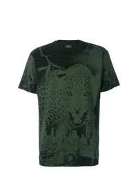 dunkelgrünes bedrucktes T-Shirt mit einem Rundhalsausschnitt von Marcelo Burlon County of Milan