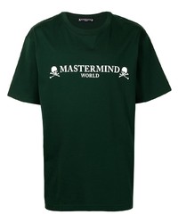 dunkelgrünes bedrucktes T-Shirt mit einem Rundhalsausschnitt von Mastermind World