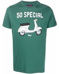 dunkelgrünes bedrucktes T-Shirt mit einem Rundhalsausschnitt von MC2 Saint Barth