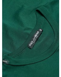 dunkelgrünes bedrucktes T-Shirt mit einem Rundhalsausschnitt von Dolce & Gabbana
