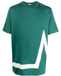 dunkelgrünes bedrucktes T-Shirt mit einem Rundhalsausschnitt von Moncler