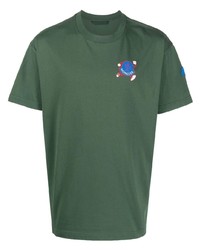 dunkelgrünes bedrucktes T-Shirt mit einem Rundhalsausschnitt von Moncler