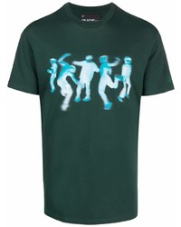 dunkelgrünes bedrucktes T-Shirt mit einem Rundhalsausschnitt von Neil Barrett