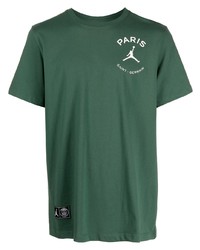 dunkelgrünes bedrucktes T-Shirt mit einem Rundhalsausschnitt von Nike