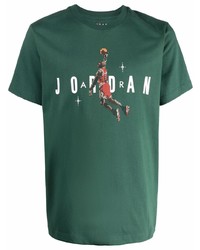 dunkelgrünes bedrucktes T-Shirt mit einem Rundhalsausschnitt von Nike