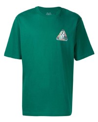 dunkelgrünes bedrucktes T-Shirt mit einem Rundhalsausschnitt von Palace