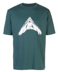 dunkelgrünes bedrucktes T-Shirt mit einem Rundhalsausschnitt von Palace
