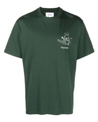 dunkelgrünes bedrucktes T-Shirt mit einem Rundhalsausschnitt von Palmes