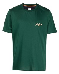 dunkelgrünes bedrucktes T-Shirt mit einem Rundhalsausschnitt von Paul Smith