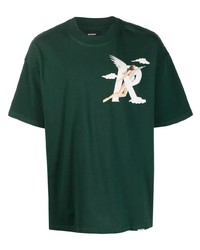 dunkelgrünes bedrucktes T-Shirt mit einem Rundhalsausschnitt von Represent