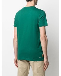 dunkelgrünes bedrucktes T-Shirt mit einem Rundhalsausschnitt von Lacoste