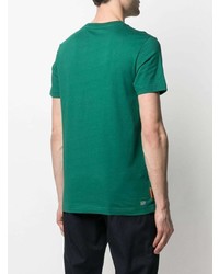 dunkelgrünes bedrucktes T-Shirt mit einem Rundhalsausschnitt von Lacoste