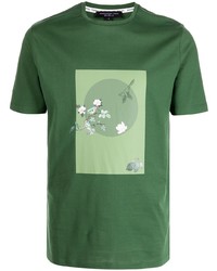 dunkelgrünes bedrucktes T-Shirt mit einem Rundhalsausschnitt von Shanghai Tang